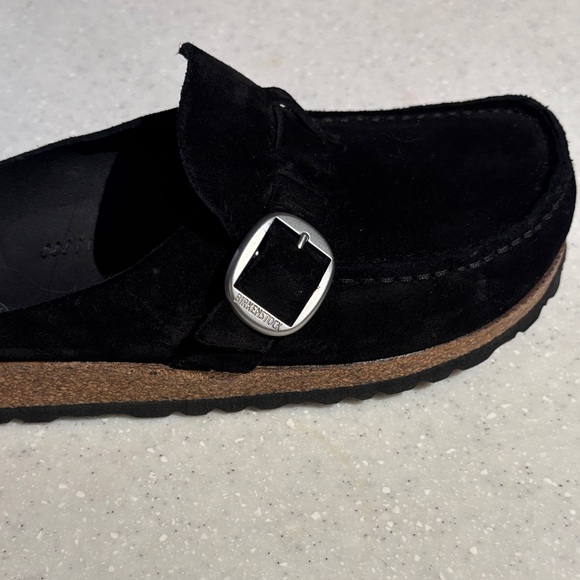 Birkenstock Black Suede Mules with Buckle - Picture 3 of 5